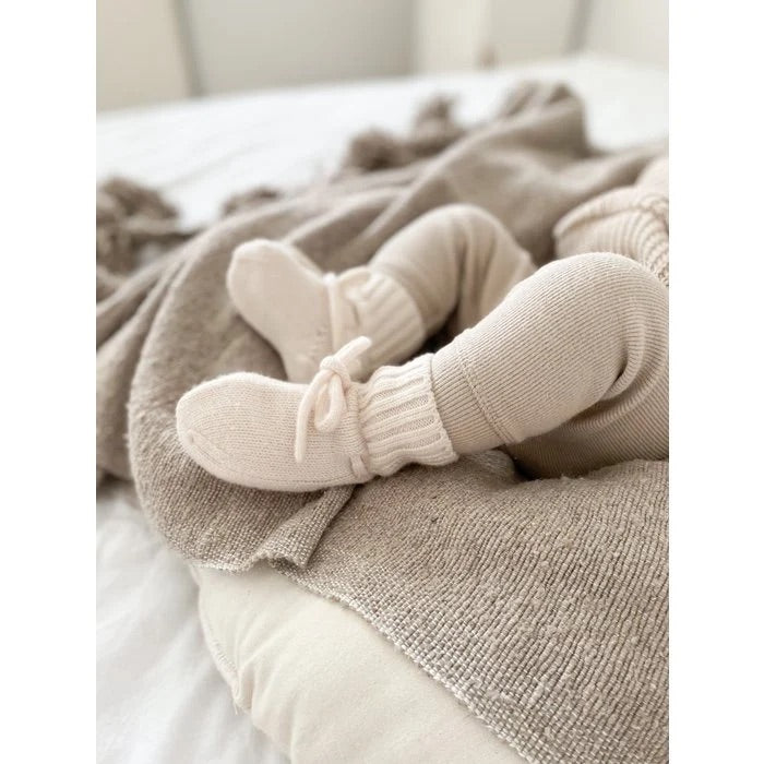 Petite Noè Merino wol bootie slofjes off white
