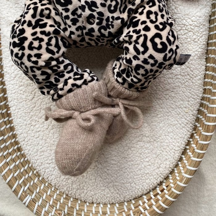 Petite Noè Merino wol bootie slofjes natural