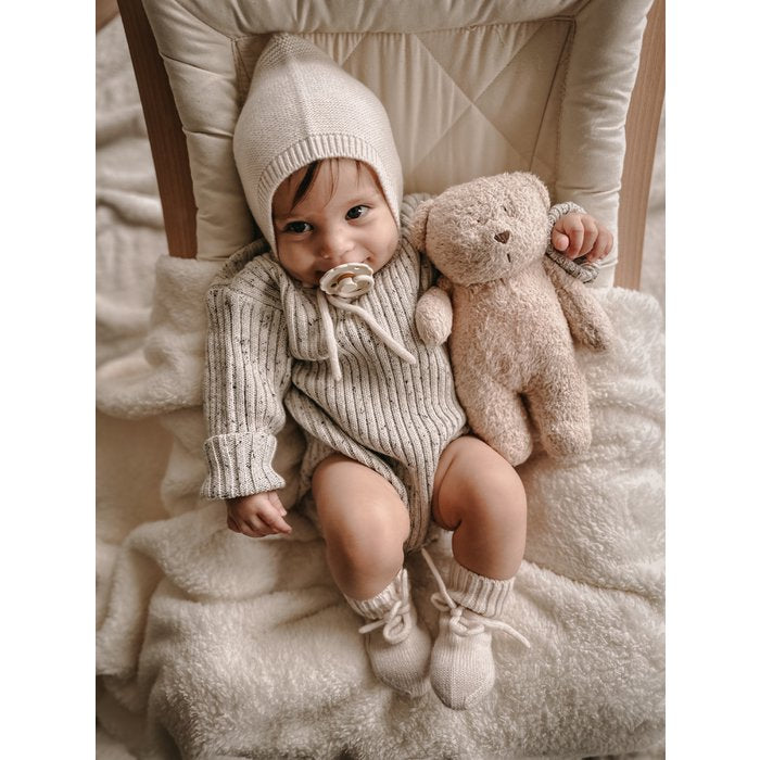 Petit Noé Merino baby bonnet off white