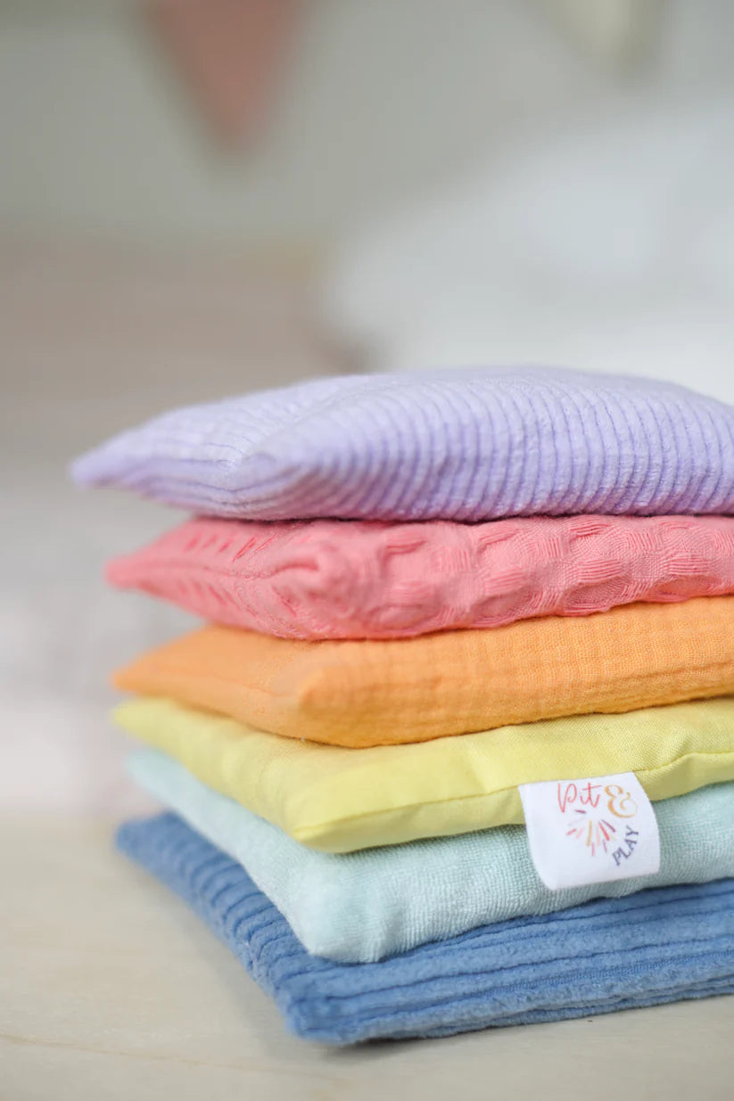 PIT AND PLAY Pastel sensorische pittenzakjes Stapelstein