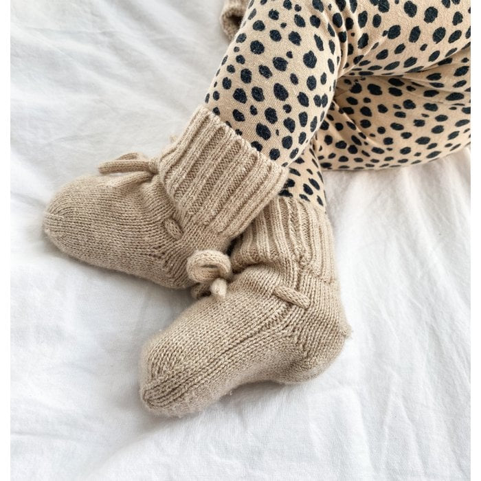 Petite Noè Merino wol bootie slofjes sand